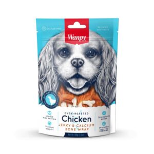تشویقی سگ ونپی با طعم مرغ و کلسیم Chicken Jerky & Calcium Bone Wrap وزن 100 گرم