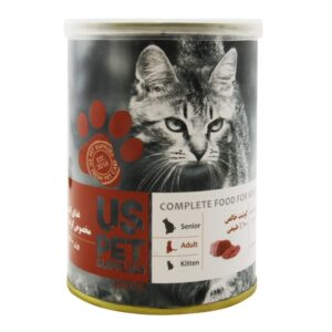 کنسرو غذای گربه یو اس پت با طعم گوشت گاو خالص UsPet Canned Food With Pure Beef وزن 400 گرم