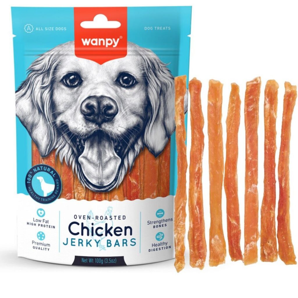 تشویقی سگ ونپی طعم مرغ Wanpy chicken jerky bars وزن ۱۰۰ گرم