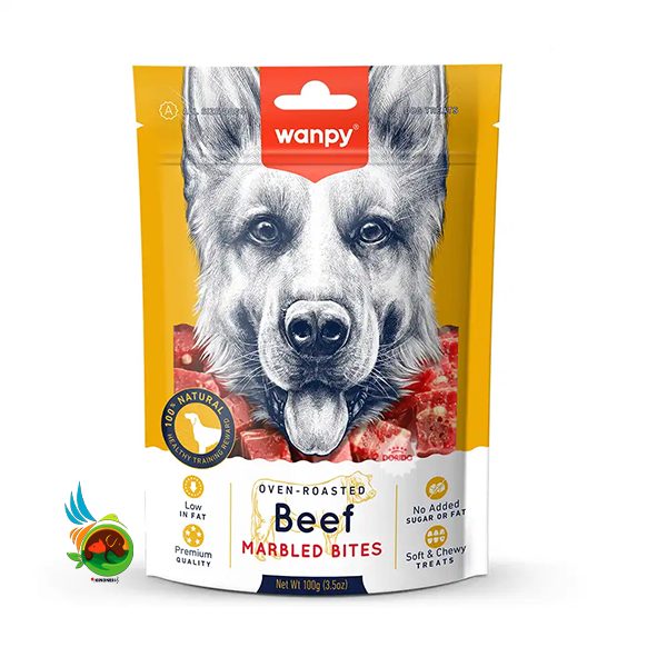 تشویقی سگ ونپی طعم گوشت گاو تکه ای Wanpy Beef Marbled Bites وزن 100 گرم