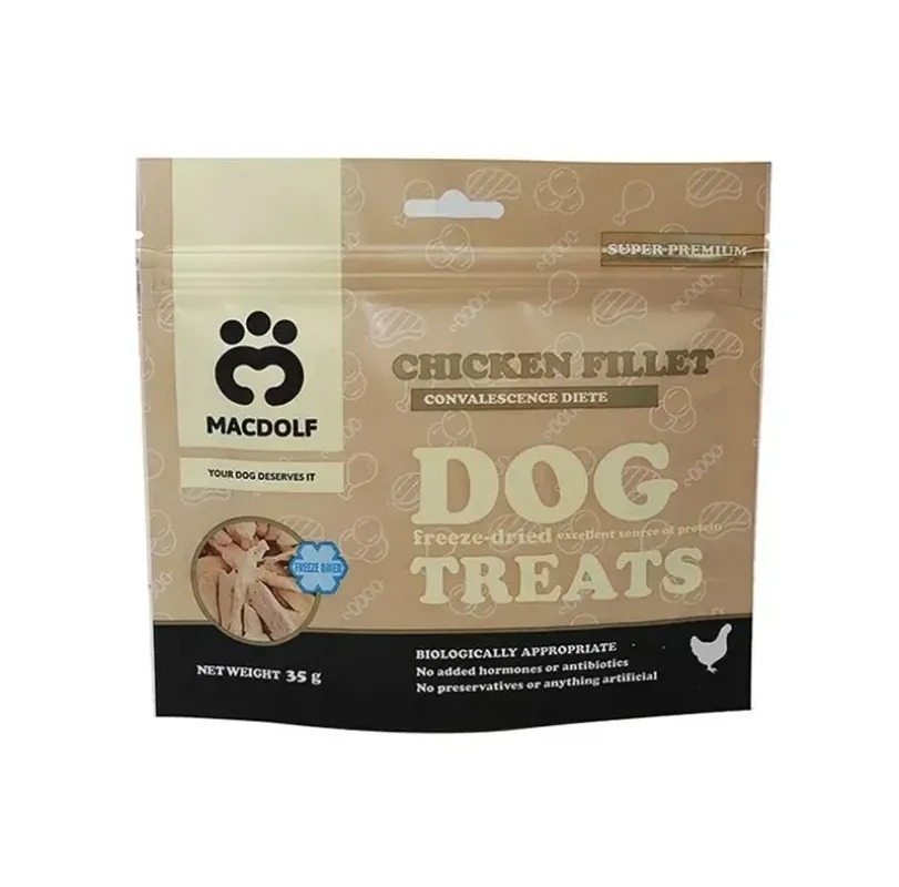 تشویقی فریز دراید سگ مک دولف طعم فیله مرغ Macdolf dog treats with chicken fillet وزن ۳۵ گرم